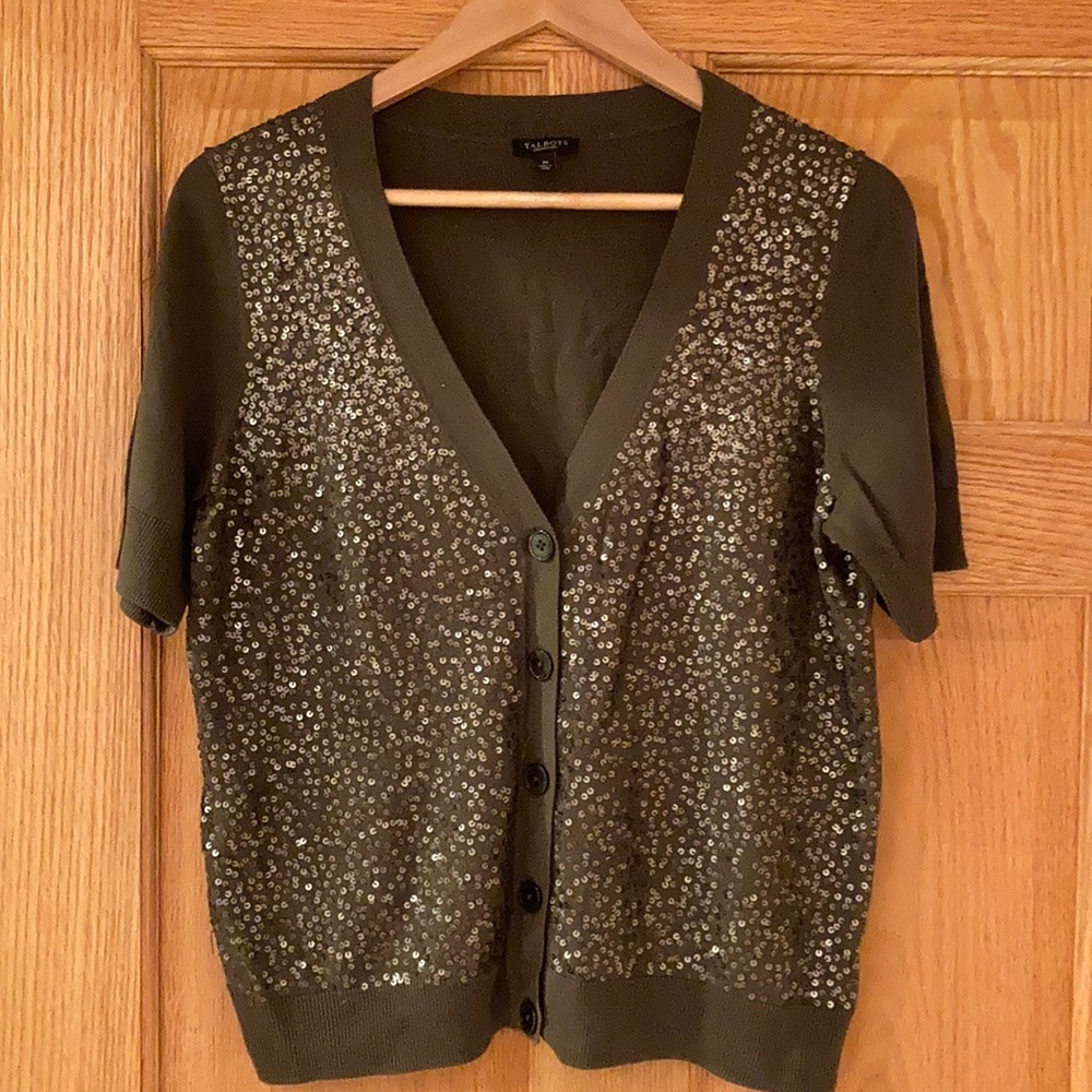 Green Talbot’s sequined short sleeve cardigan